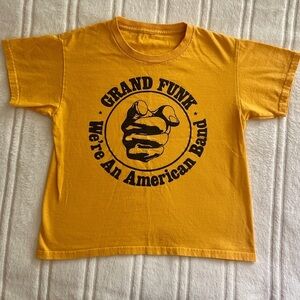 Yellow Short Sleeve Tee with 70’s Band Grand Funk Railroad Design​​​